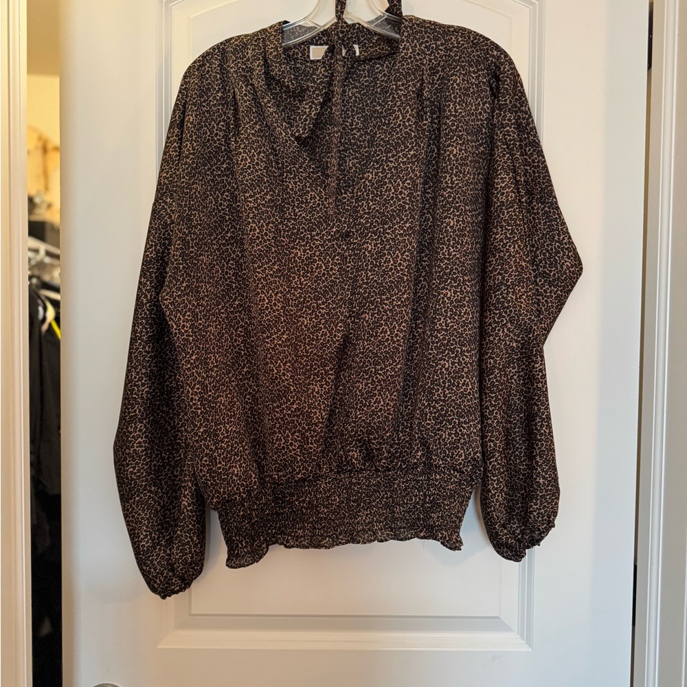 Michael Kors Black and Tan Patterned Blouse